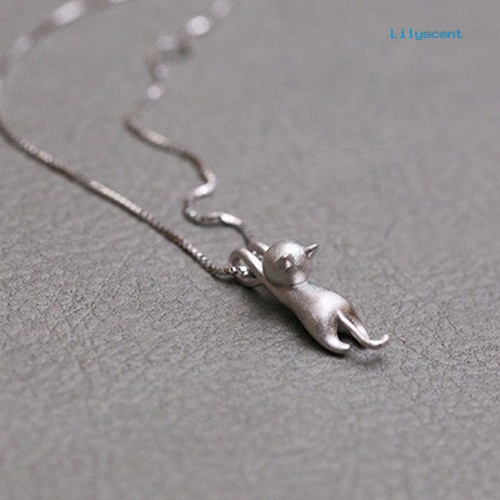 [LS]Lovely Jumping Matte Cat Charm Liontin Kalung Wanita Gadis Perhiasan Hadiah Natal