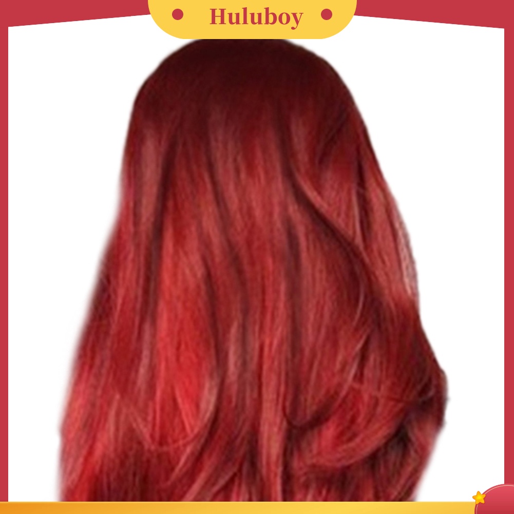 Wig Rambut Panjang Keriting Bahan Serat Suhu Tinggi Warna Wine Red Untuk Wanita