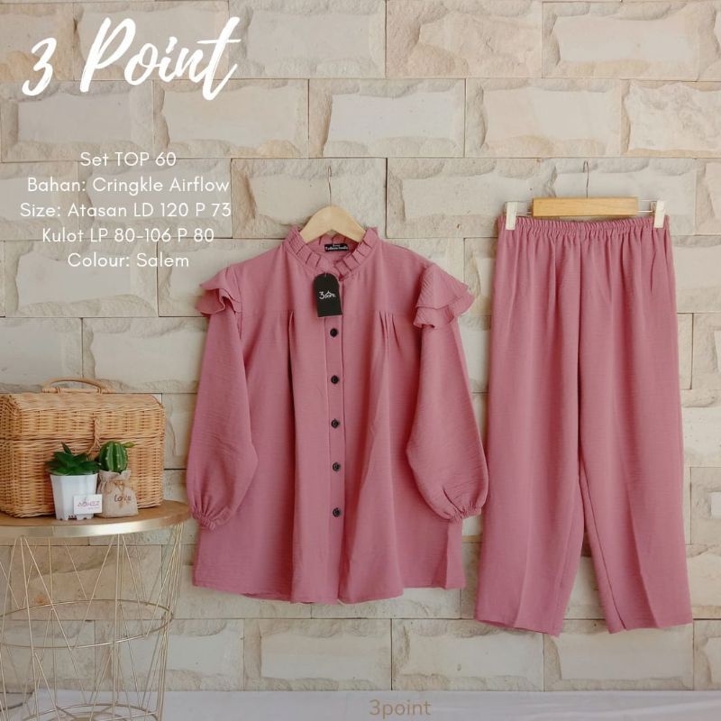 setelan top 60 /setelan crinkle /setelan lengan panjang / setelan 3point