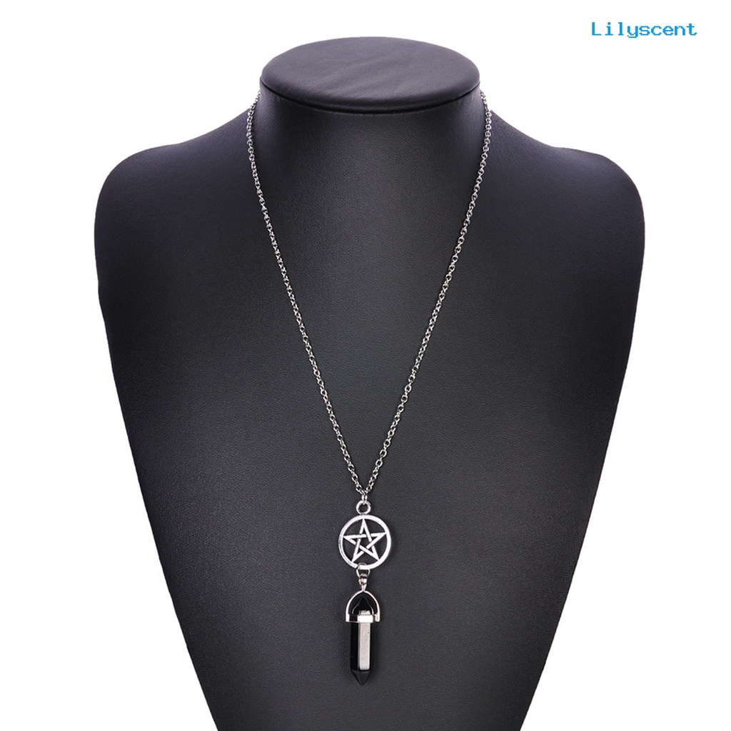 [LS]Pendant Necklace Kalung Bentuk Prisma Hexagonal Batu Anti Luntur Ramah Kulit Untuk Wanita