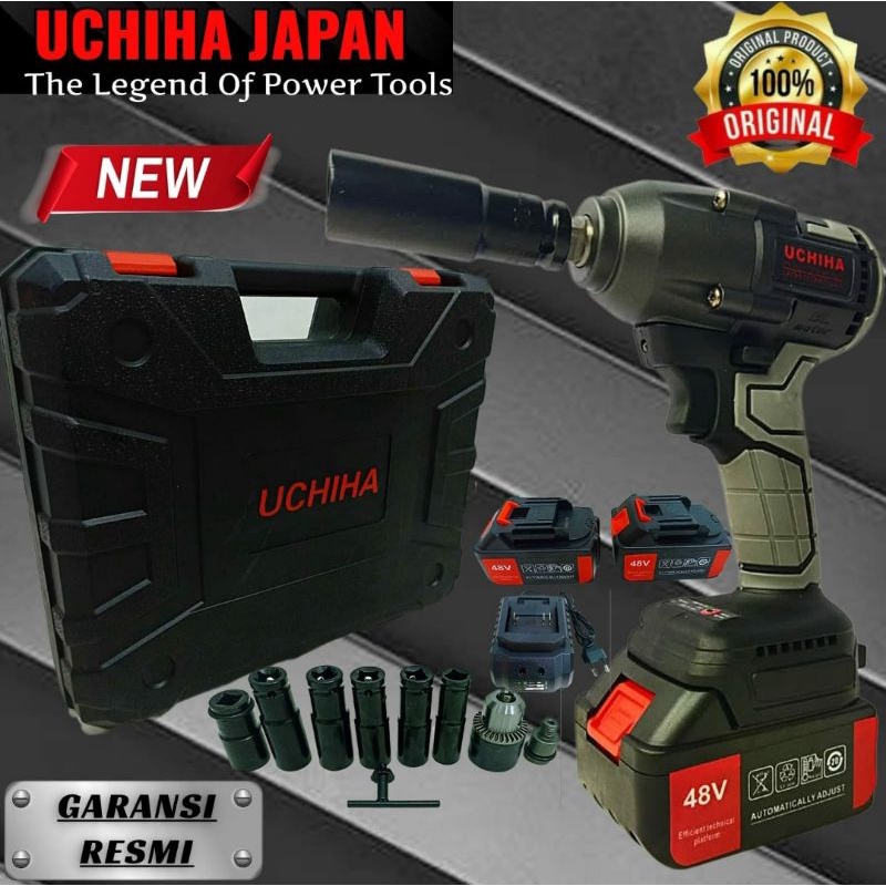 Impact wrench baterai cordless mesin pembuka baut ban Uchiha 48vf bor set Impact buka Motor dan Mobi