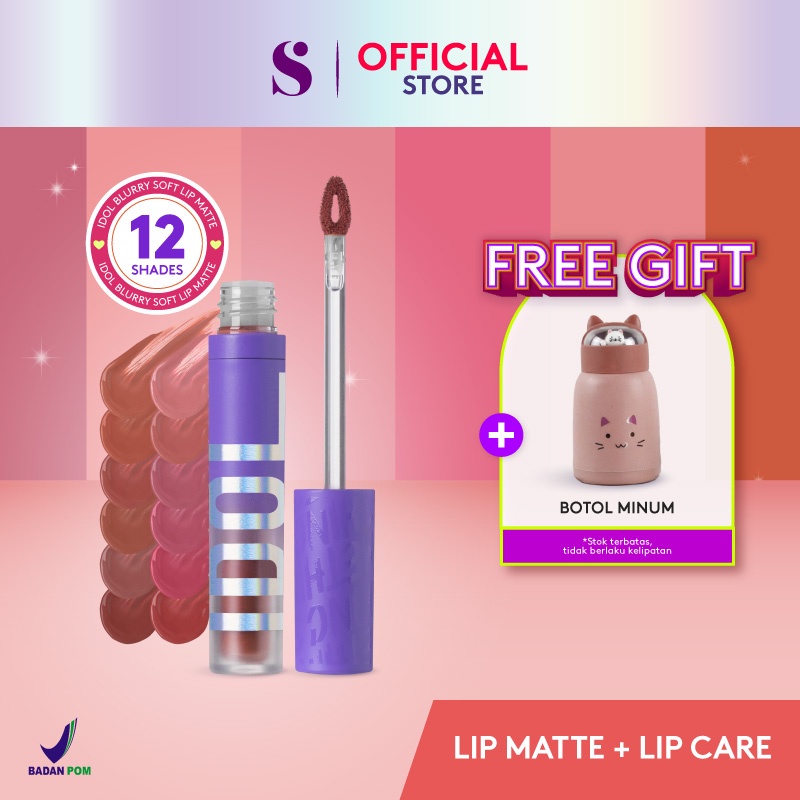 SOMETHINC Idol Blurry Soft Lip Matte - Lip Cream Matte Warna yang Tahan Lama - Happier