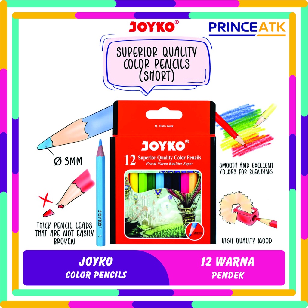 

JOYKO COLOR PENCILS / PENSIL WARNA JOYKO 12 WARNA PENDEK CP-102