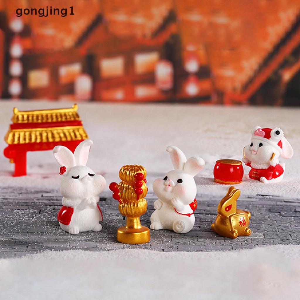 Ggg Boneka Imlek Mini Shio Kelinci Shio Resin Kelinci Kecil Micro Landscape Boneka ID