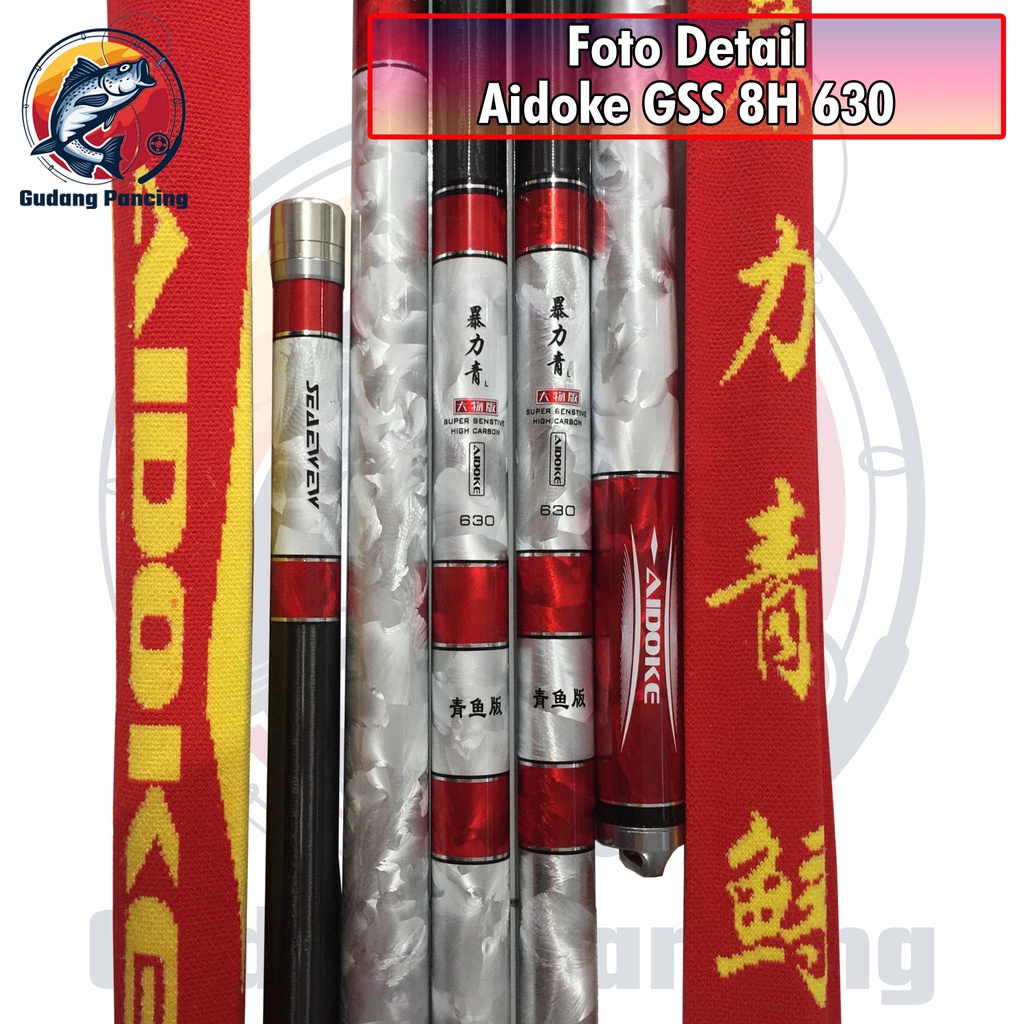 Joran Tegek AIDOKE GSS 8H 10H 12H Ukuran 360 390 450 540 630 720 Fishing Rod atau Tegeg ORIGINAL untuk memancing Ikan Baronang