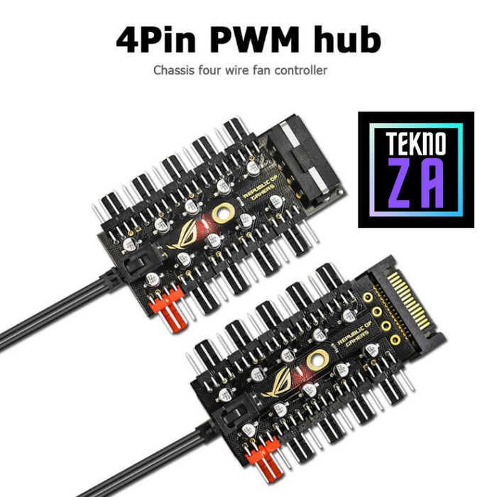 10 Port Fan Hub / Splitter 4 pin / 3 pin + Include Kabel Sensor