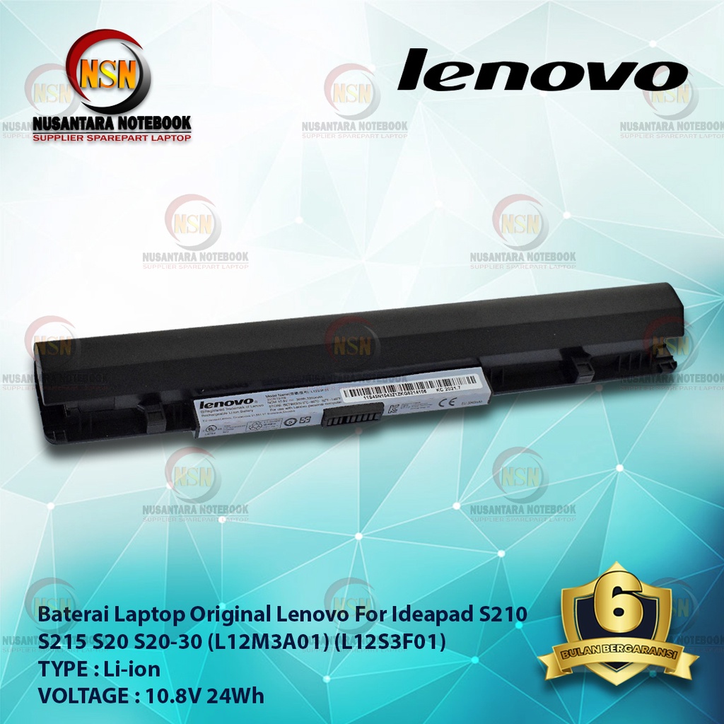 Baterai Lenovo Ideapad S210 S215 S20 S20-30/L12M3A01 L12S3F01 ORIGINAL