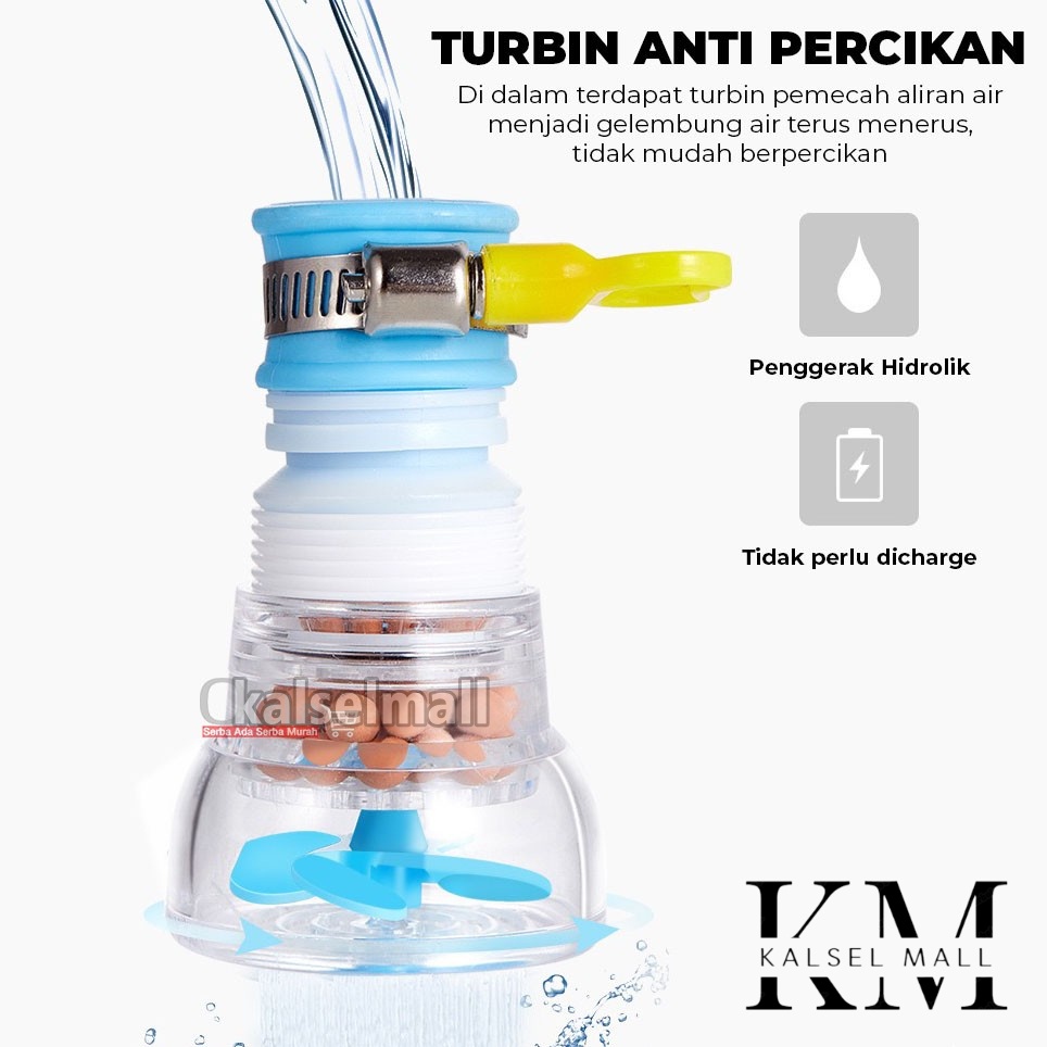 Sambungan Kepala Kran Air Fleksibel + Filter Penjernih Air Anti Splash Saringan Penyaring Keran Shower Air Elastis Praktis Bisa Diputar Saringan Kran Kipas Mini Shower Head Filter ART63