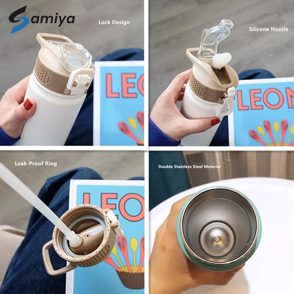 tyeso tumbler bottle with straw (bisa custom logo / nama) / botol minum sedotan portable thermal insulation high quality 100% original produk water bottle premium stainless grade 304