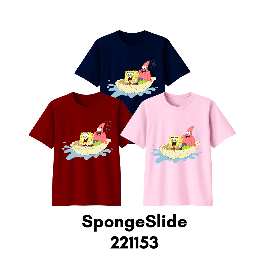 Kaos Kartun Spongebob Slide And Rope Series Size Bayi Anak Remaja Dewasa Bahan Katun Combed Premium 30s
