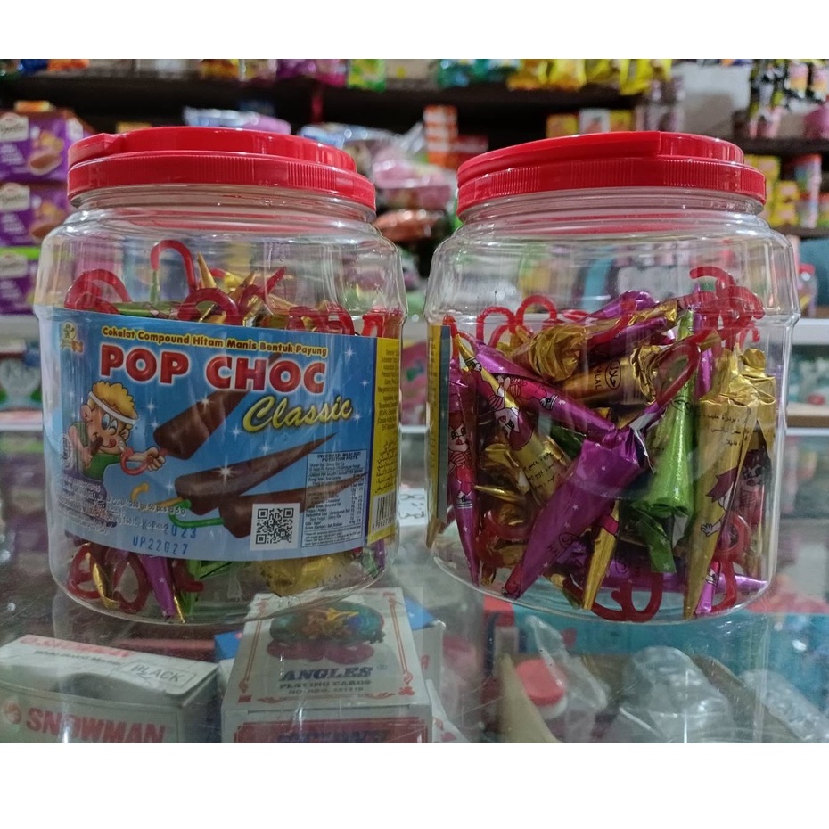 [TOP] Pop Choc Classic Coklat Compound Manis Hitam Bentuk Payung 50pcs
