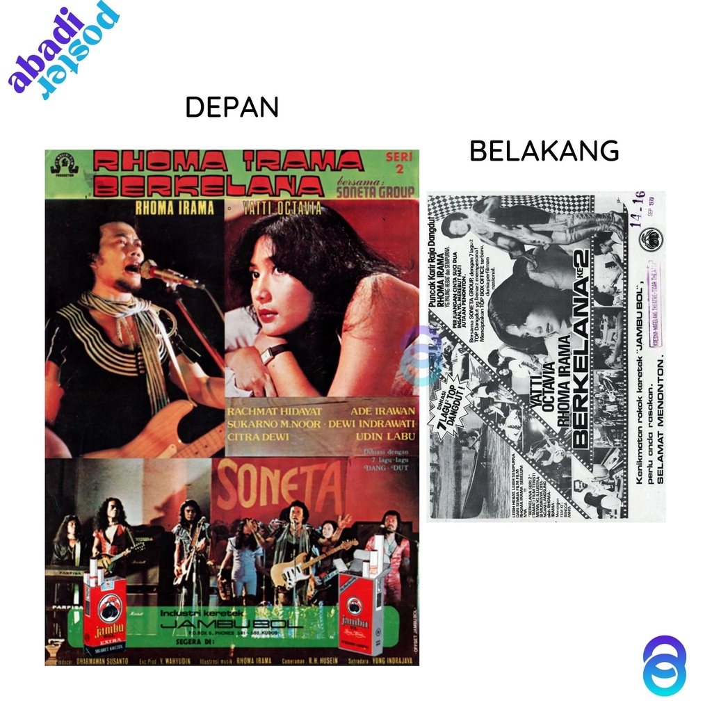 Jual poster film lawas rhoma irama berkelana - poster film rhoma irama