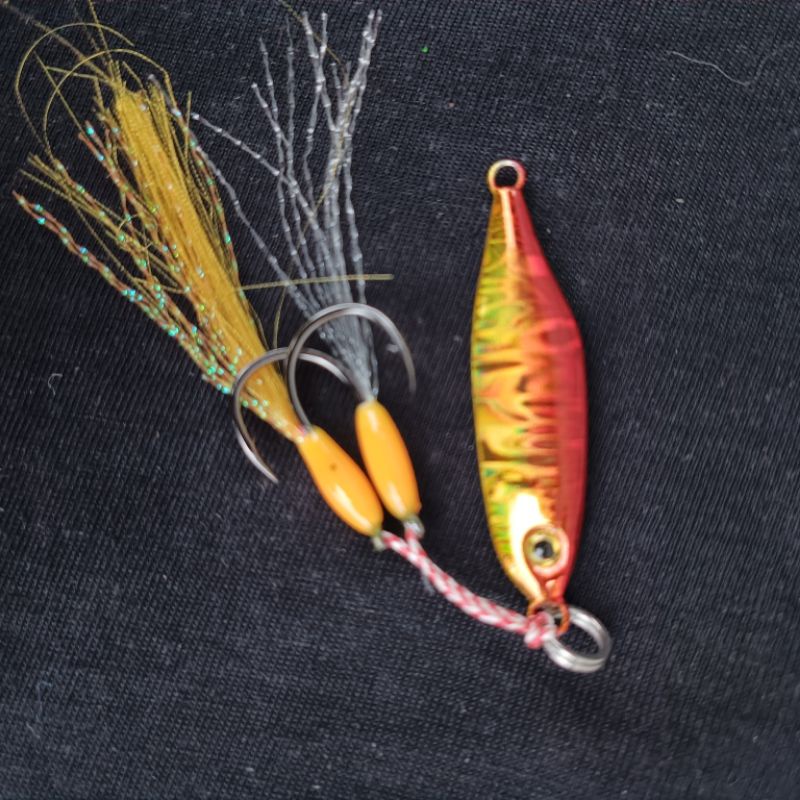 MICRO JIG 7g 10g 15g 20gram satu set asist hok|Metaljig tetra Free assist hoks Siap pakai non gid ultraligh jigging|kail pancing umpan pancing