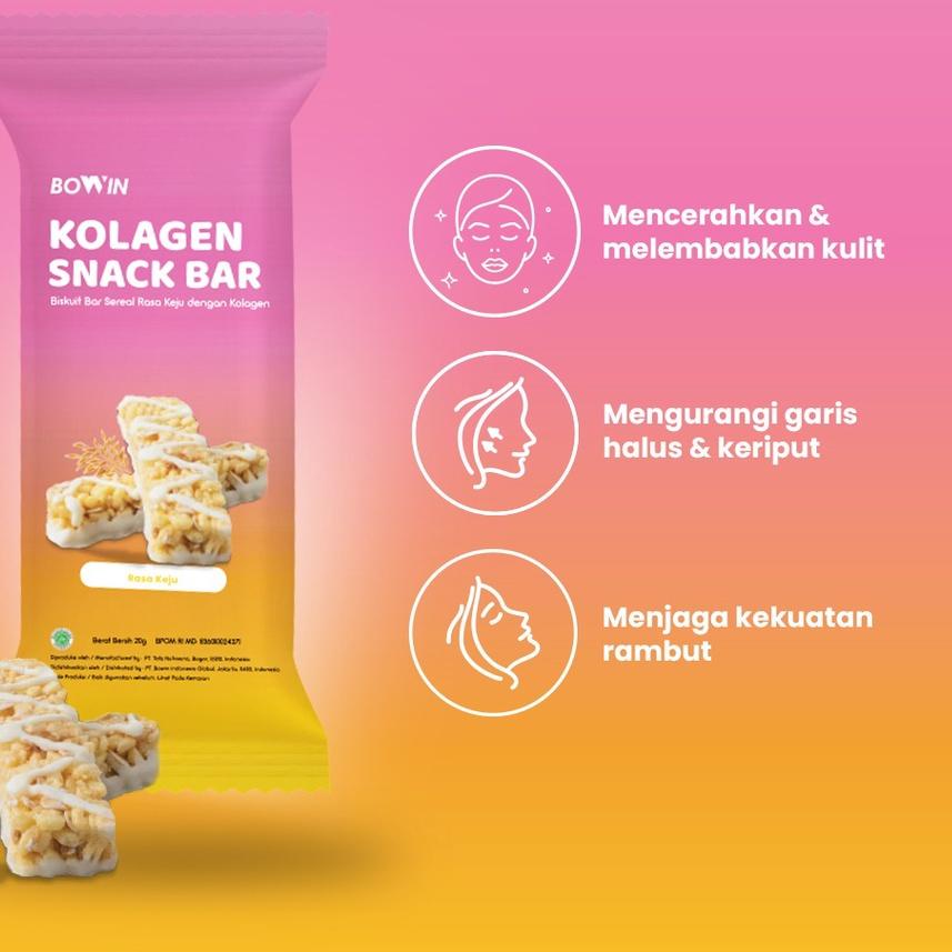 

B0D♔ Bowin Kolagen Bar 1,000mg -Sereal Oat Snack Sehat Rendah Gula & Kalori TERBARU