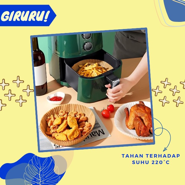 Kertas Alas Airfryer / Baking Paper Tahan Minyak Sekali Pakai / Tatakan Anti Minyak Anti Lengket / Penyerap Minyak Sekali Pakai Bisa Untuk Baking Paper