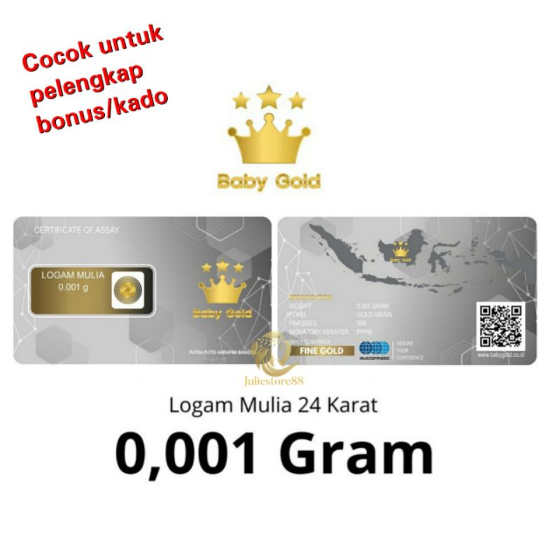 BABY GOLD Emas Microgram 0,001gr Logam Mulia Asli Emas Murni