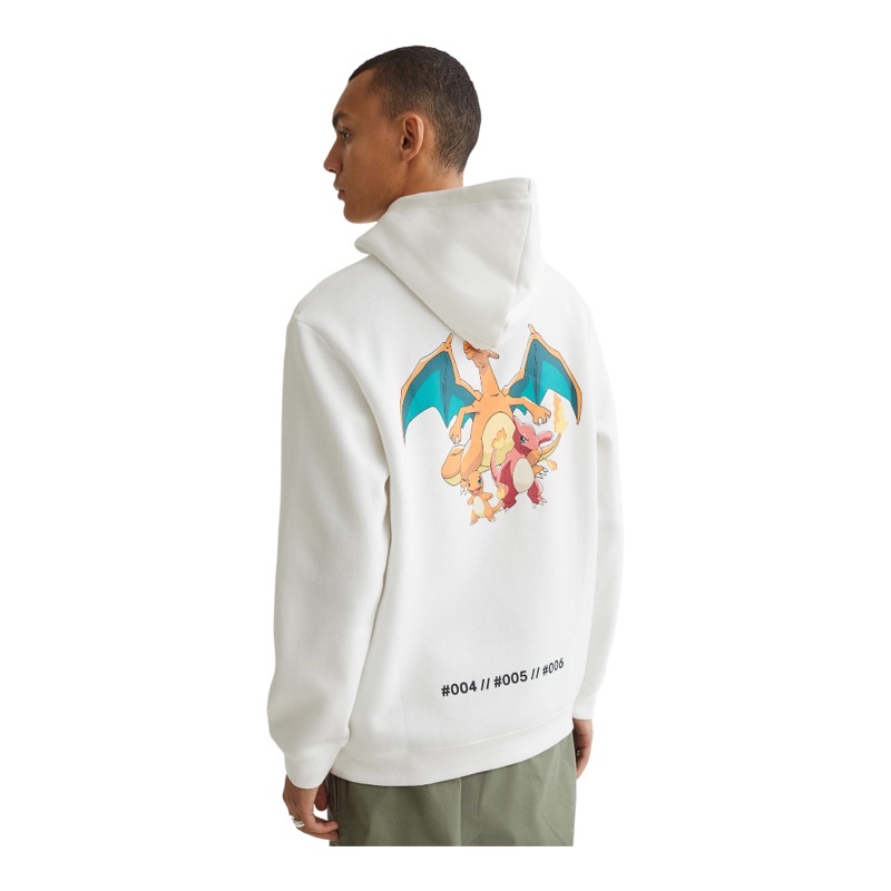 ( 8.8 ) Hoodie H&amp;M Unisex Sablon Pokemon White Putih, Flecee Katun Lembut Tebal, Free Papperbag