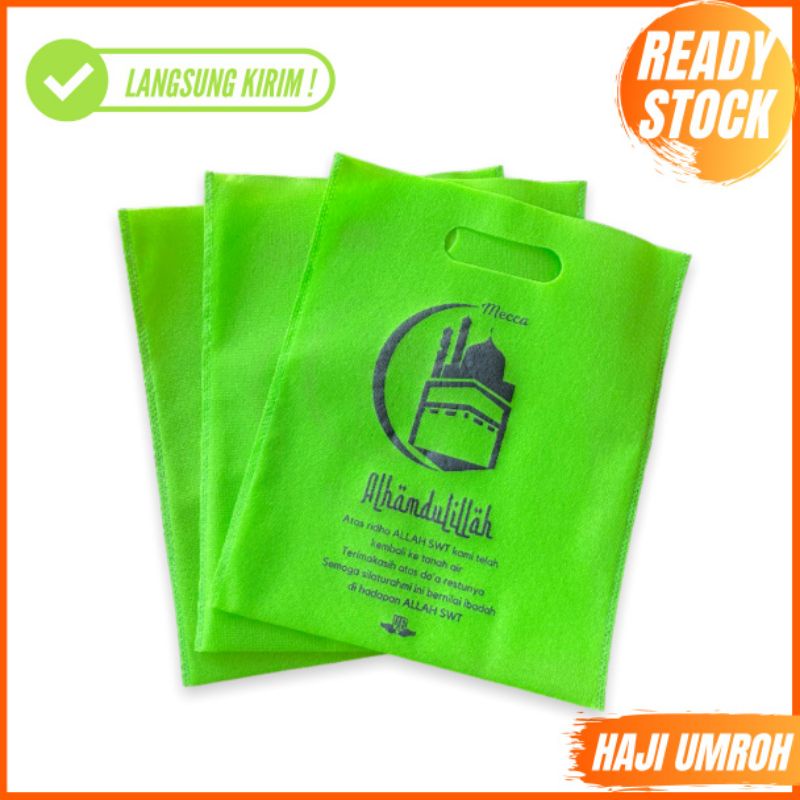 TAS SPUNBOUND OVAL SOUVENIR UMROH HAJI TERMURAH GAMBAR KA'BAH READY SIAP KIRIM FOP 25X30