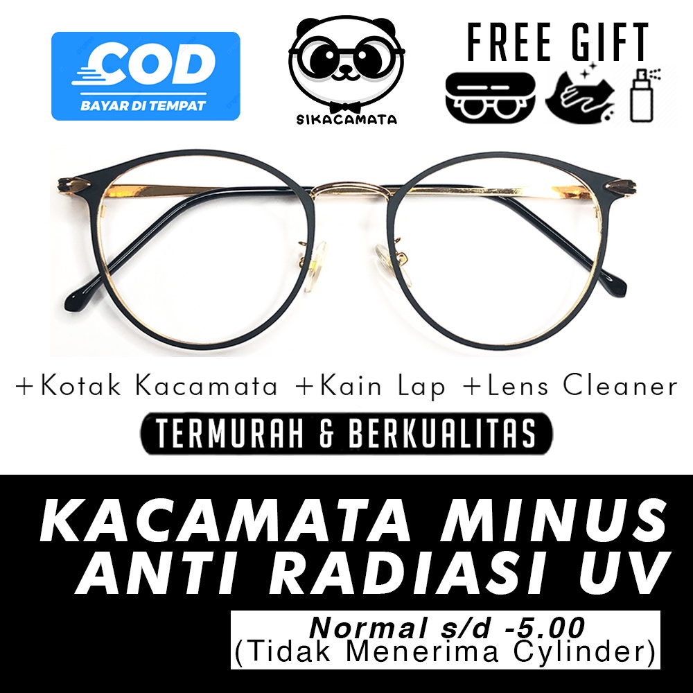 Kacamata 2075 ori MINUS ANTI RADIASI UV Hp, Laptop, Gadget Normal s/d -5.00  Korea Fashion Oval wanita