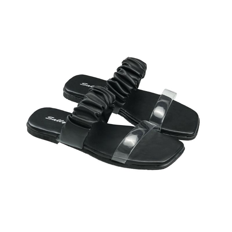 Sandal Fllat Kerut Mika Transparant Wanita (BTR)