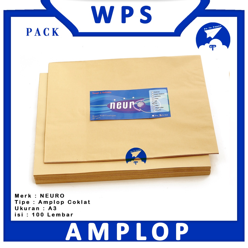 

NEURO - Amplop Cokelat Polos Ukuran A3 80gsm No Seal - Pack