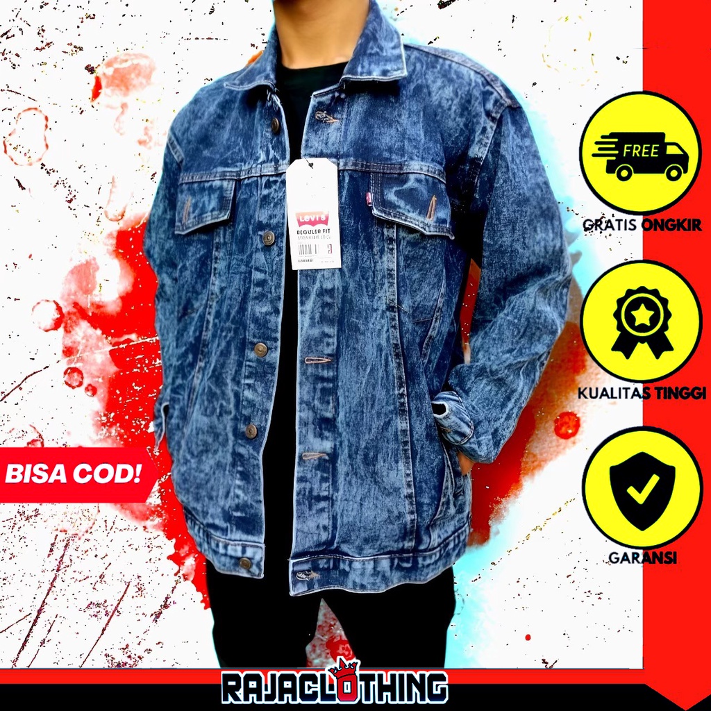 RCL - Jaket Jeans Denim Sanwash Blits Pria Sandwash Jaket Snow Bioblits Jaket Washing Cowok