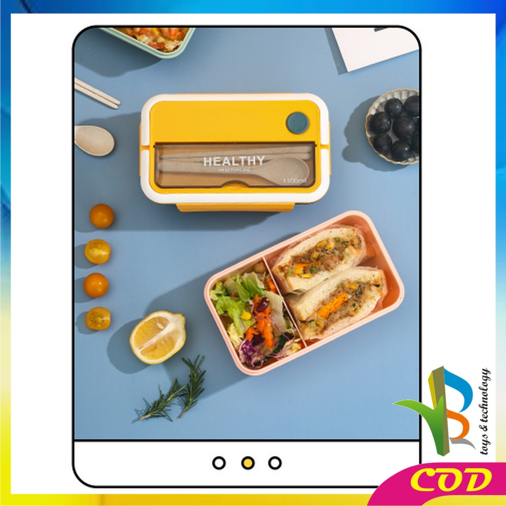 RB-C718 Kotak Tempat Makan Set Free Sendok Garpu dengan Pegangan Anti Tumpah / Tempat Bekal Bento Box BPA Free