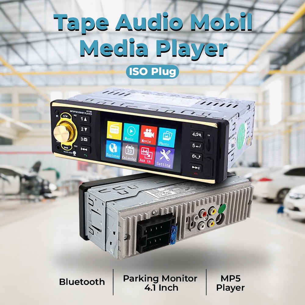 Tape Audio Mobil Multifungsi Bluetooth Monitor 4.1 Inch with Rear View Camera - 4019B - OMRSGUBBlack