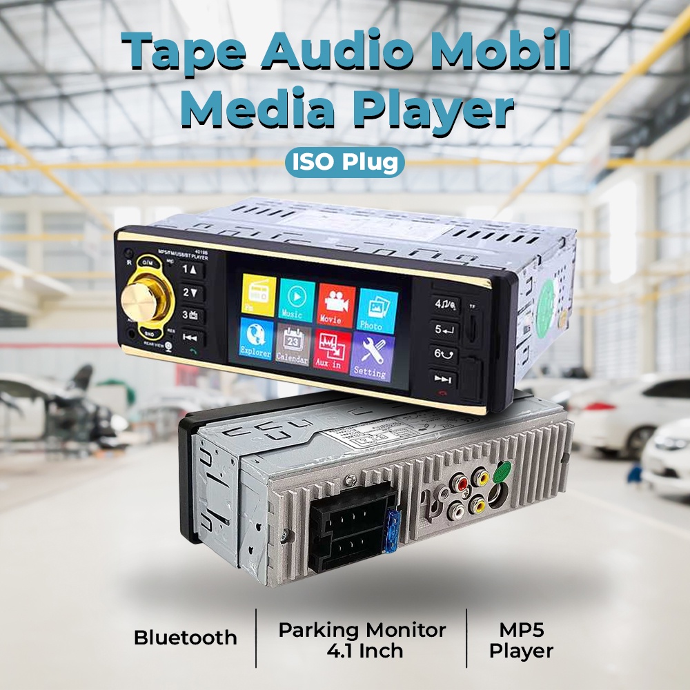 Tape Audio Mobil Multifungsi Bluetooth Monitor 4.1 Inch with Rear View Camera - 4019B - OMRSGUBBlack