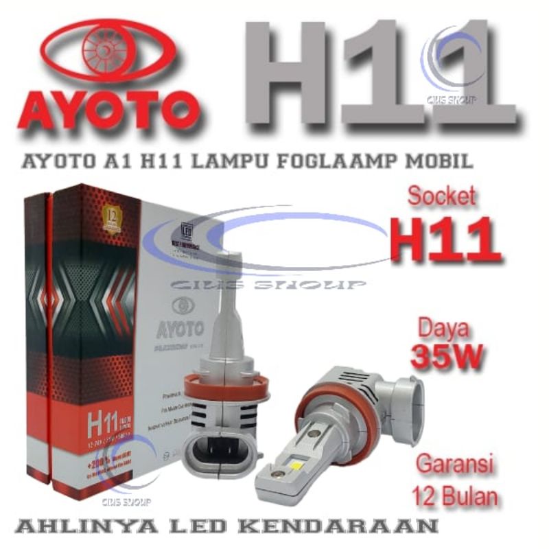 SEPASANG LAMPU LED MOBIL AYOTO A1 35W H1,HB3, HB4, H7,HIR2, H11 CAHAYA PUTIH UNTUK FOGLAMP HEADLAMP MOBIL