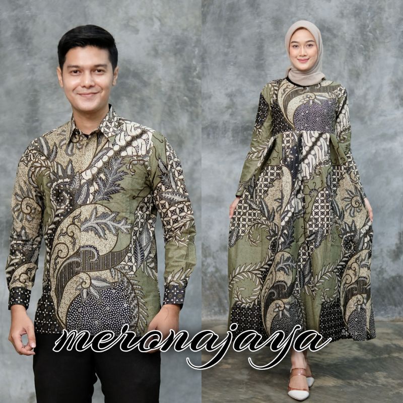 M L XL XXL Baju Batik Couple Kate ijo sage