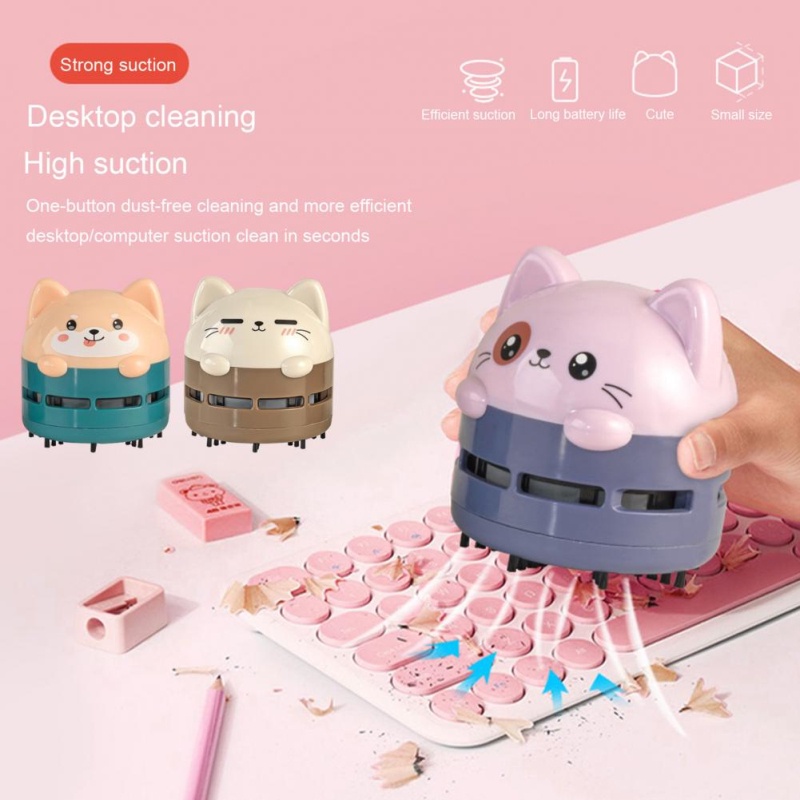 ღ Mini Vacuum Cleaner Handheld Usb Desktop Sweeper Hewan Pola Isi Ulang Vacuum Cleaner Anak-anak Hadiah Ulang Tahun Desktop Debu Alat Pembersih
