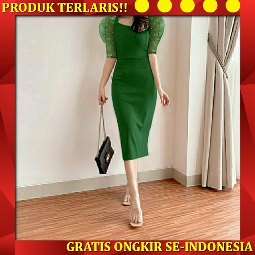 Realpic.Import Premium 5146 Dress Scuba Tile Bordir Jumbo Bkk V / Dress Natal Christmas Dress Korean