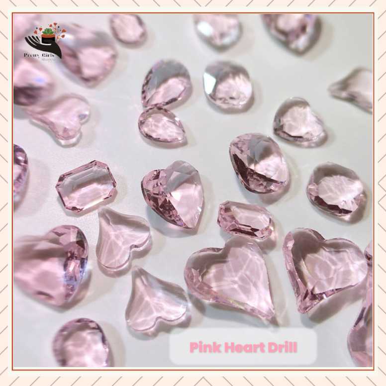 Pretty Hiasan 10pcs Ornamen Kuku 3D Colour Pink Bentuk Hati Bahan Plastik Untuk Dekorasi Nail Art