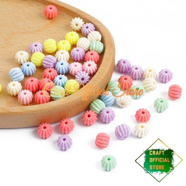 25 Pcs Manik Mote Bola garis 10mm Pastel