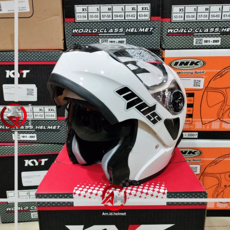 Jual Helm Mds Modular Pro Rider Solid White Shopee Indonesia