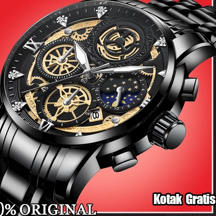 ✺✺ VaVa Voom 2452 Jam Tangan Pria Luxury Stainless Steel Cowok Original Quartz Original Tahan Air Wa