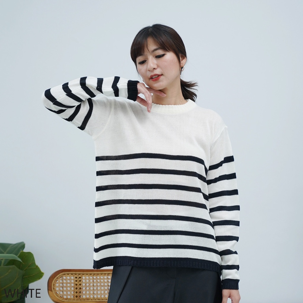 Oversized Stripe Kiyomi Atasan Blouse Outer Wanita