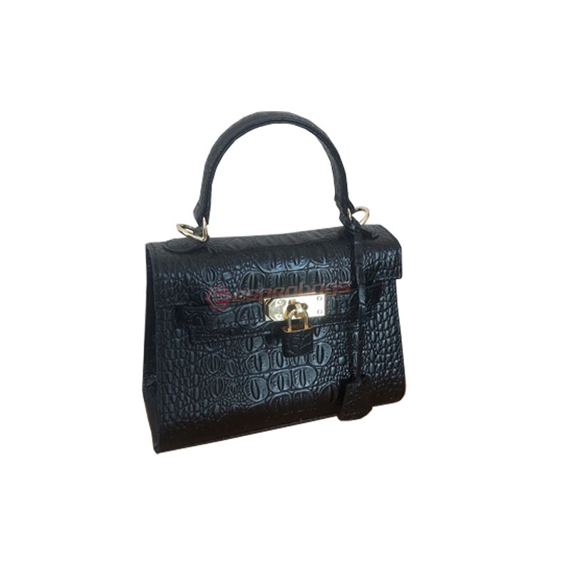 Tas Wanita Kulit Crocodile Motif Leather Hitam Tas Wanita Kulit Buaya