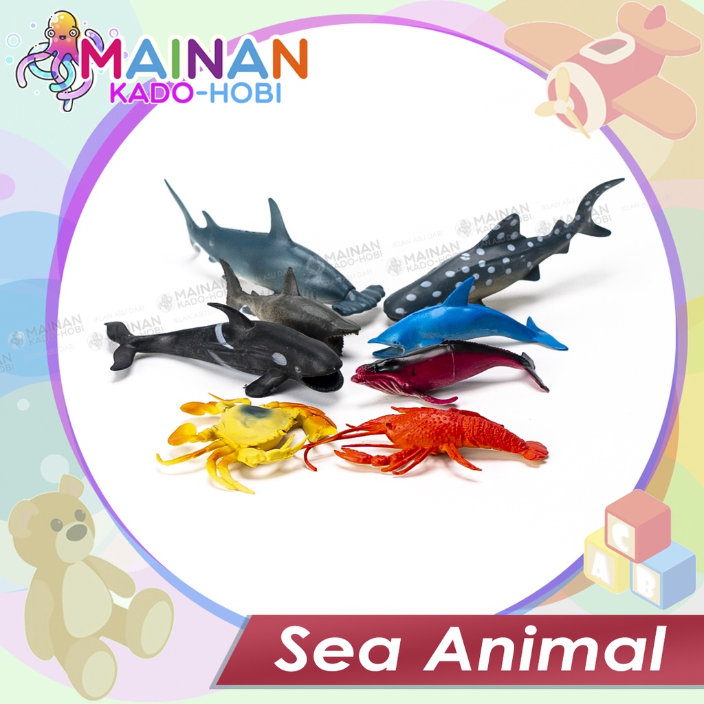 MAINAN ANAK MINIATUR SET BONEKA HEWAN LAUT SEA ANIMAL WORLD