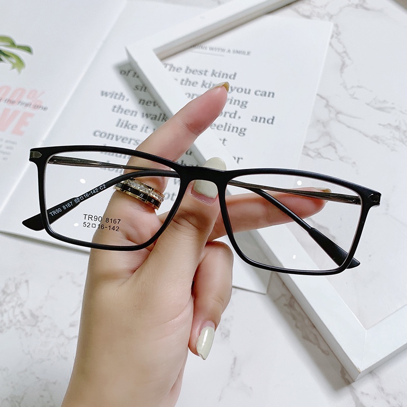 Korean TR90 Kacamata Anti Radiasi Wanita Pria Persegi Panjang Frame Kecil Eyewear