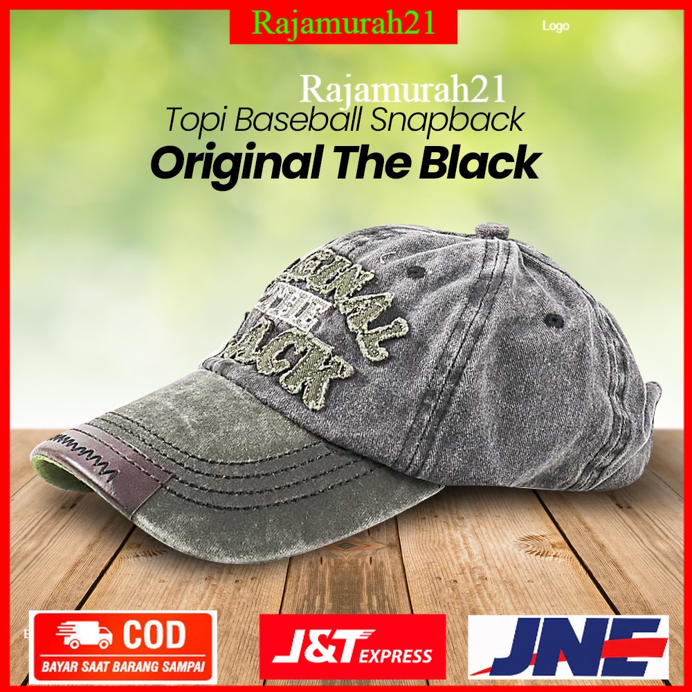 FLB Topi Baseball Snapback Original The Black Retro Washed Style - 7RFH48DG