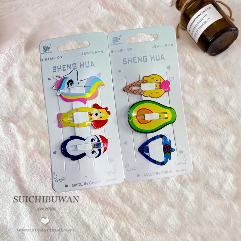 [3PCS] JEPITAN TIPTOP PREMIUM WARNA WARNI /JEPITAN RAMBUT TIPTOP TETESAN AIR RAINBOW / JEPITAN PONI TIK TOK