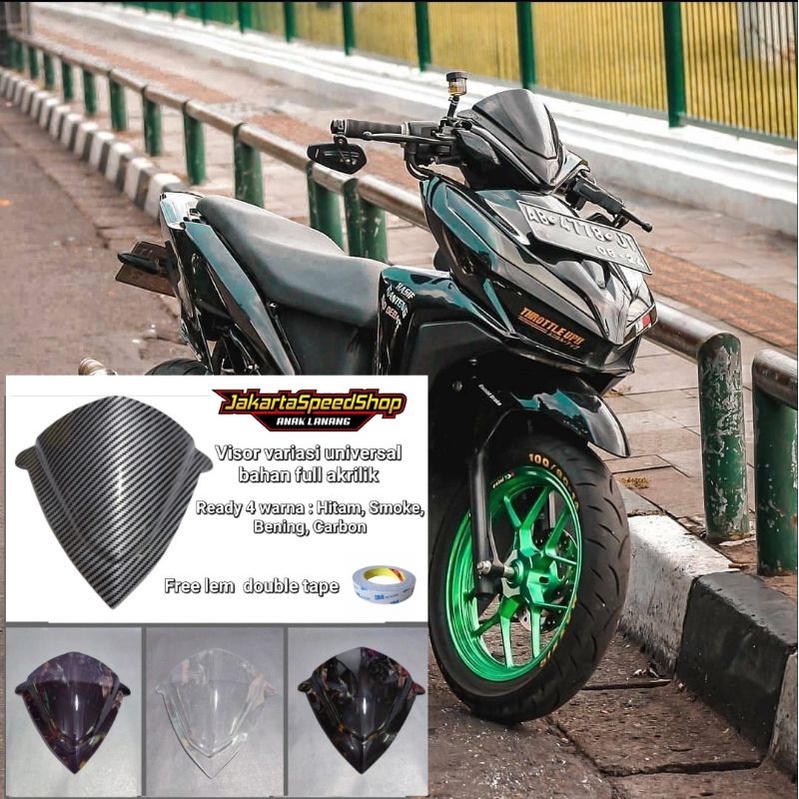 Visor variasi all new vario 125 150 bahan akrilik warna hitam bening smoke carbon plus double tape