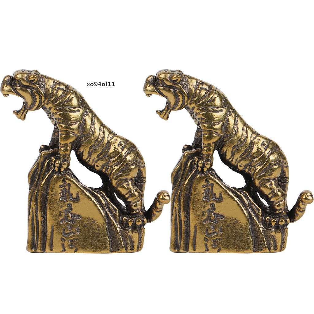 Xo 2Pcs Patung Harimau Patung Kuningan Macan Mini Ornamen Zodiak Cina Untuk2022 OL