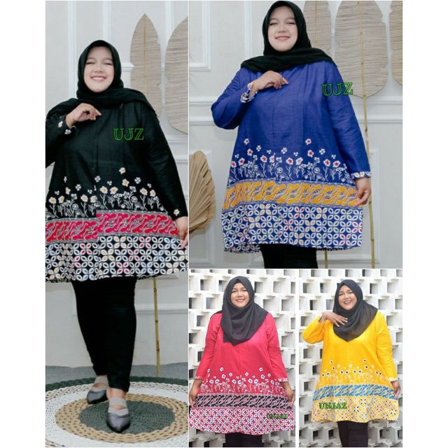 TUNIK BATIK JUMBO BAJU BATIK WANITA LD 130 cm, 140 cm, 150 cm ATASAN BATIK JUMBO