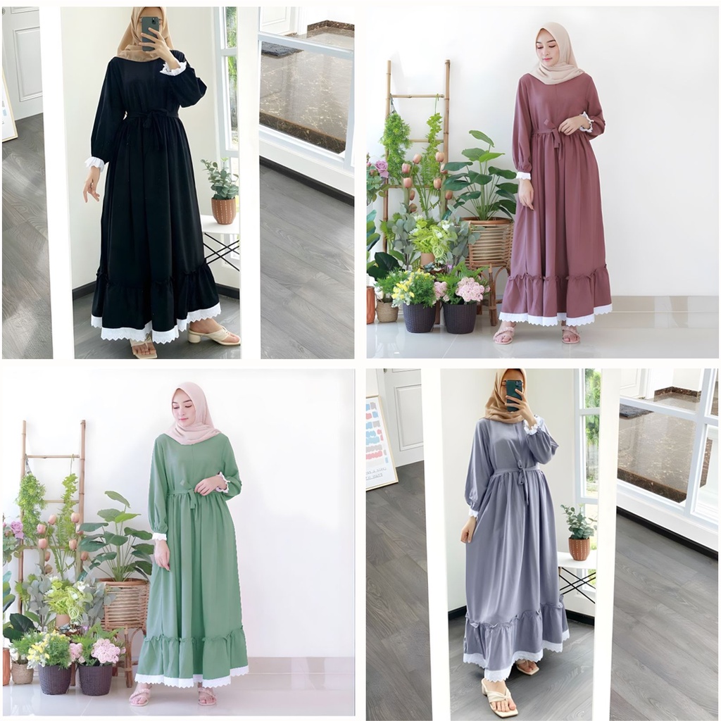 Gamis Terbaru Polos Jumbo Premium Rempel Renda Busui Friendly