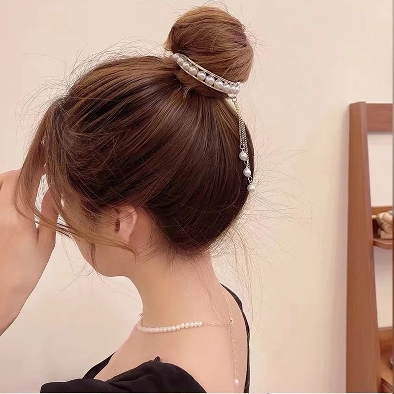 Korea Mutiara Berlian Imitasi Rumbai Jepit Rambut/Perempuan Ponytail Tinggi Ambil Klip Rambut Hiasan Kepala