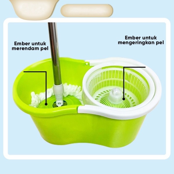 Alat Pel Lantai + Ember SPIN MOP 360 Alat Pel Ember Baskom Pel Lantai