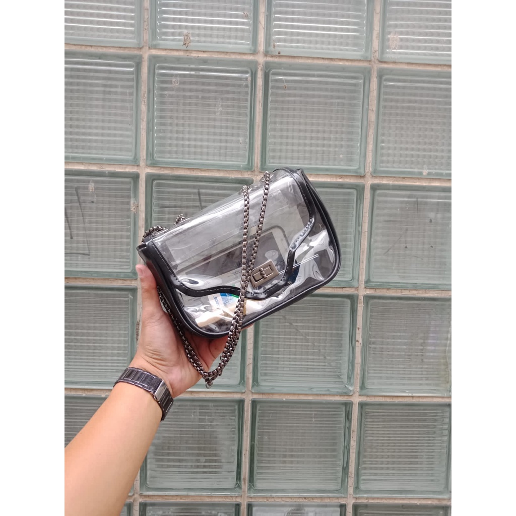 Selempang rante mika pvc / tas selempang kunci / tas wanita